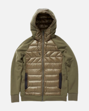 Men’s Hybrid Puffer Hooded Jacket in Olive Green